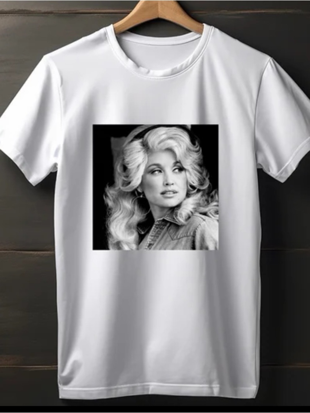 Gildan White Tee with Black-and-White Blonde Portrait Graphic